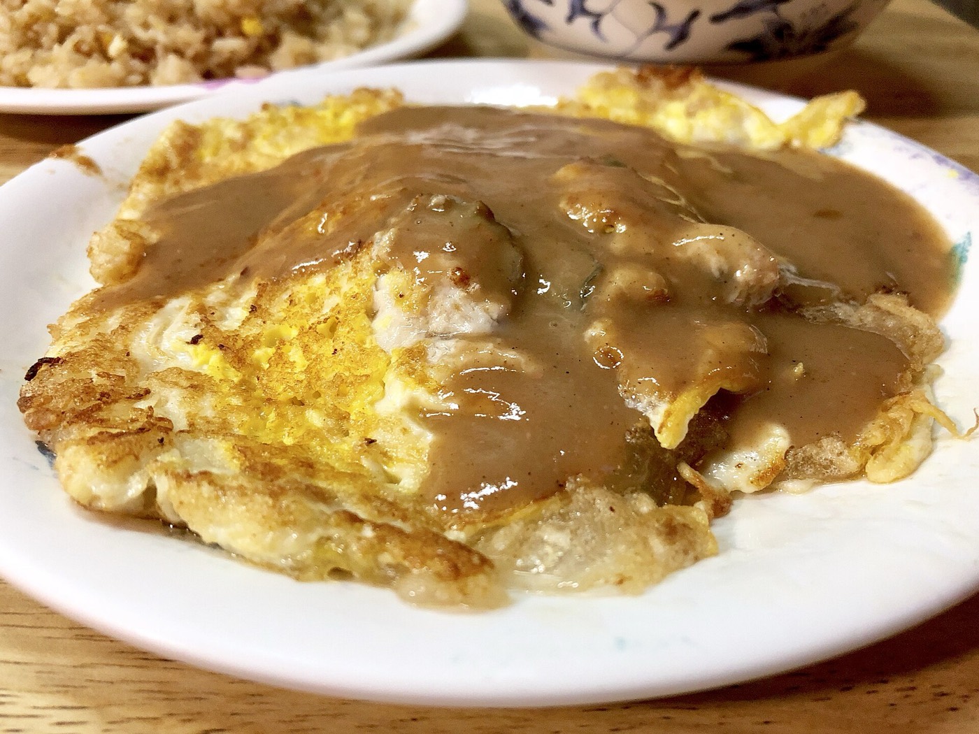 The oyster omelet in question — from the stall that gets first pick of the morning catch.